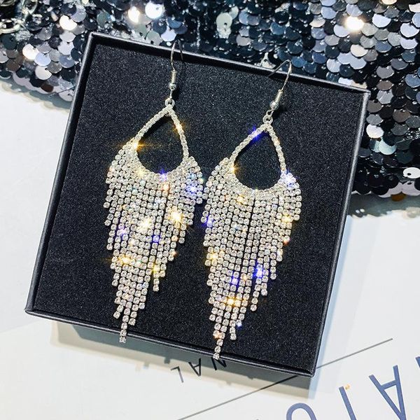 long tassel geometric drop earrings for women 2021 bijoux shiny full rhinestone crystal dangle earring statement jewelry, Silver
long tassel geometric drop earrings for women 2021 bijoux shiny full rhinestone crystal dangle earring statement jewelry, Silver
