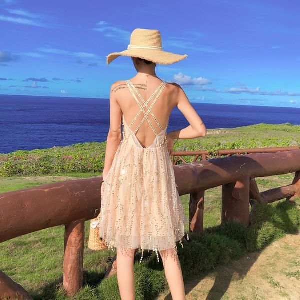 3dkmp sanya 2019 new women's summer suspender backless skirt sling small skirt dress vacation super fairy beach dress seaside beach gu4, Black;gray
3dkmp sanya 2019 new women's summer suspender backless skirt sling small skirt dress vacation super fairy beach dress seaside beach gu4, Black;gray