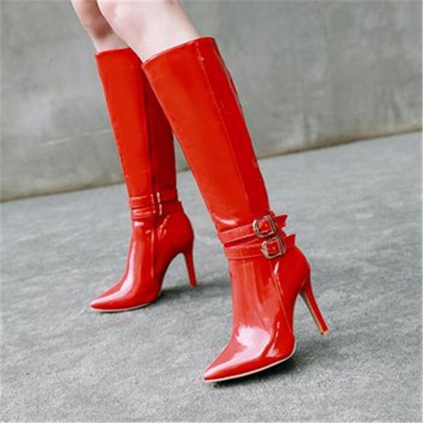 ymechic 2020 fashion mid calf extra high heels pu patent leather buckle ridding boots women party ladies shoes plus size 43, Black
ymechic 2020 fashion mid calf extra high heels pu patent leather buckle ridding boots women party ladies shoes plus size 43, Black