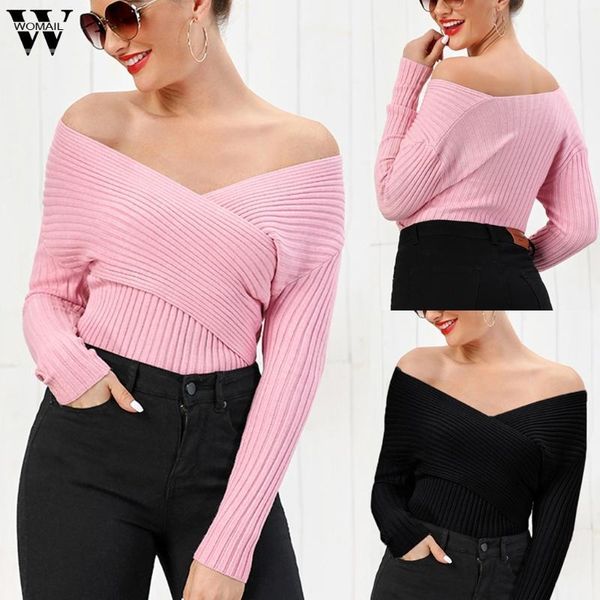 womail women sweater autum off shoulder v neck solid long sleeve cross wrap loose knitted sweater jumper fashion femme1, White;black
womail women sweater autum off shoulder v neck solid long sleeve cross wrap loose knitted sweater jumper fashion femme1, White;black