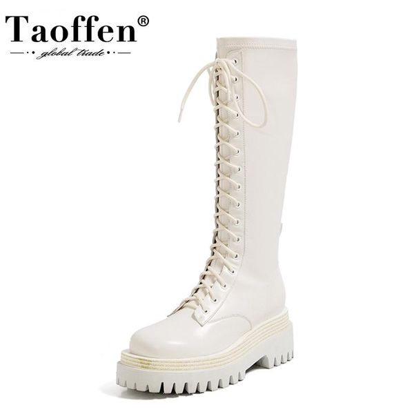 taoffen real leather woman knee boots fashion platform cross strap warm winter shoes woman thick heel short boot size 34-40, Black
taoffen real leather woman knee boots fashion platform cross strap warm winter shoes woman thick heel short boot size 34-40, Black