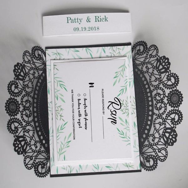 black wedding invitation set lace invitation cards with customized for wedding - set of 50
black wedding invitation set lace invitation cards with customized for wedding - set of 50