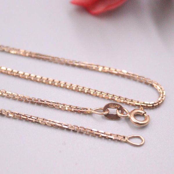 chains real 18k rose gold chain for women female 1.5mm shine box necklace 60cm/24inch length au750, Silver 
chains real 18k rose gold chain for women female 1.5mm shine box necklace 60cm/24inch length au750, Silver