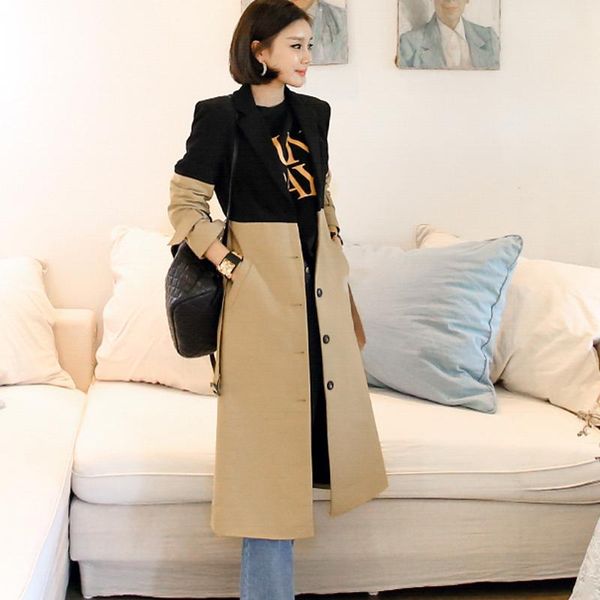 women's wool & blends jsxdhk brief patchwork windbreaker single-breasted long sleeve sashes trench coat female 2021 fall elegant outwea, Black
women's wool & blends jsxdhk brief patchwork windbreaker single-breasted long sleeve sashes trench coat female 2021 fall elegant outwea, Black