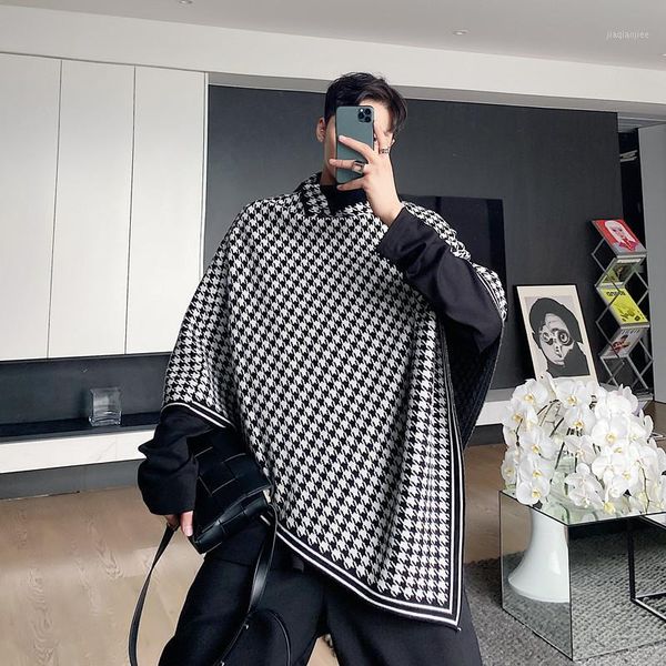 male women streetwear vintage casual knitwear sweater men houndstooth plaid pullover turtleneck sweater cloak cape1, White;black
male women streetwear vintage casual knitwear sweater men houndstooth plaid pullover turtleneck sweater cloak cape1, White;black