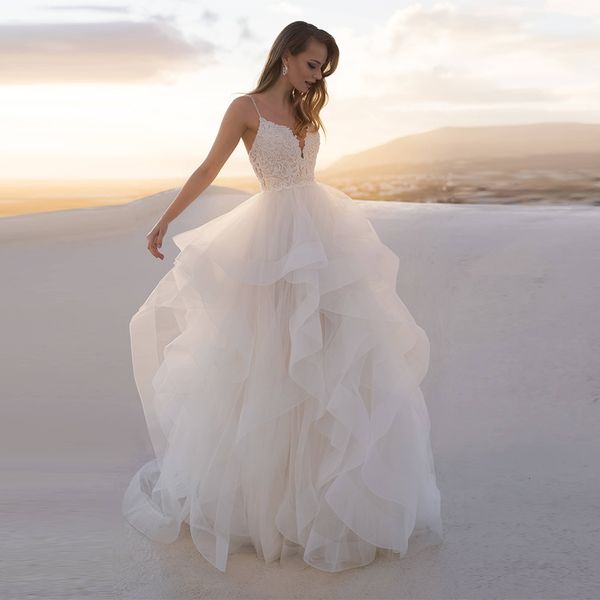 2021 new ruffles spaghetti straps lace applique beading wedding gown back criss cross vestidos de novia 9gb5, White
2021 new ruffles spaghetti straps lace applique beading wedding gown back criss cross vestidos de novia 9gb5, White