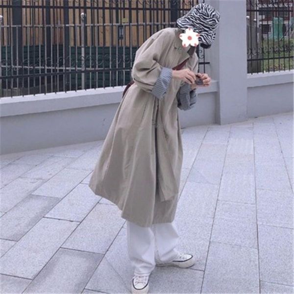 new arrivals women's windbreaker 2021 spring autumn female trench coat loose trendy lady long outerwear turn down collar clothes, Tan;black
new arrivals women's windbreaker 2021 spring autumn female trench coat loose trendy lady long outerwear turn down collar clothes, Tan;black