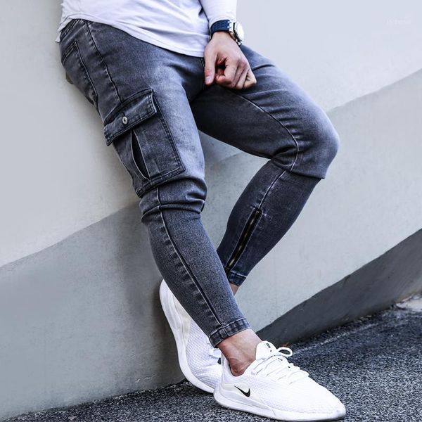 pockets skinny fashion mens jeans dark gray ankle-length jean zipper pencil pants for muscle men1, Blue
pockets skinny fashion mens jeans dark gray ankle-length jean zipper pencil pants for muscle men1, Blue