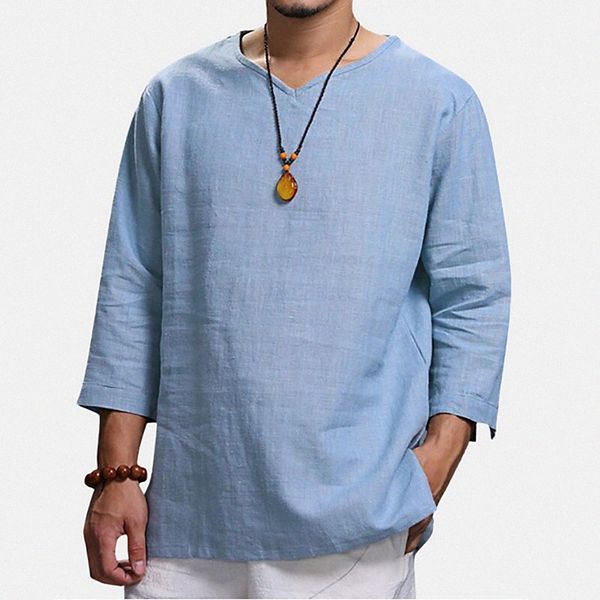 men's shirt solid color collar v neck causal daily wear 3/4 length sleeve simple casual daily comfortable light blue white black / mac
men's shirt solid color collar v neck causal daily wear 3/4 length sleeve simple casual daily comfortable light blue white black / mac