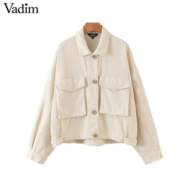vadim women elegant oversized denim jacket pockets long sleeve single breasted coats female white loose style outwear ca5651, Black;brown
vadim women elegant oversized denim jacket pockets long sleeve single breasted coats female white loose style outwear ca5651, Black;brown