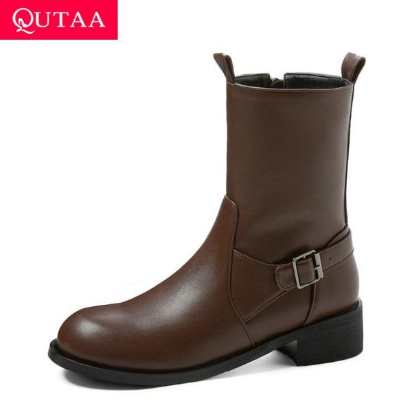 qutaa 2021 buckle zipper ankle boots autumn winter keep warm round toe women shoes square heel pu leather short boots size 34-43, Black
qutaa 2021 buckle zipper ankle boots autumn winter keep warm round toe women shoes square heel pu leather short boots size 34-43, Black