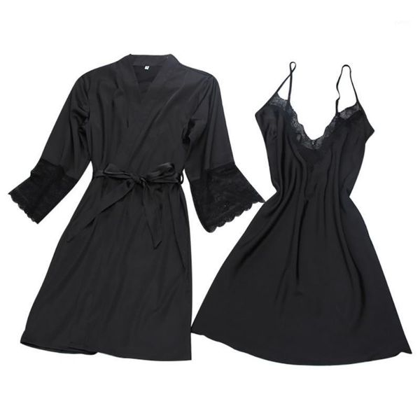 women satin fashion lace patchwork sleepwear sling robe long sleeve set ropa interior femenina #m6y1, Black;red
women satin fashion lace patchwork sleepwear sling robe long sleeve set ropa interior femenina #m6y1, Black;red
