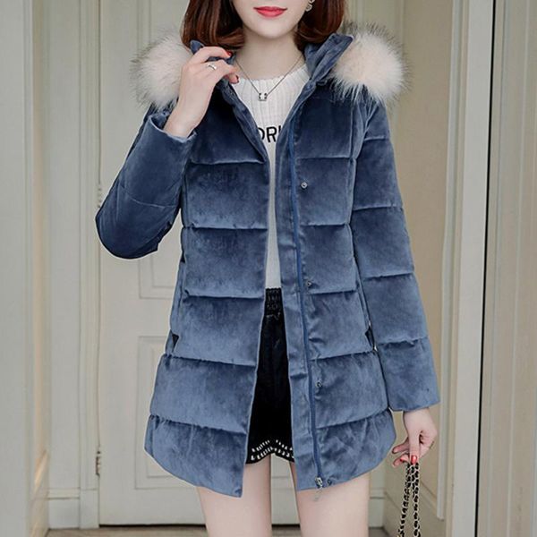 women's down & parkas gold velvet cotton padded women middle and long style jacket 2021 korean slim fur hooded winter coat, Black
women's down & parkas gold velvet cotton padded women middle and long style jacket 2021 korean slim fur hooded winter coat, Black