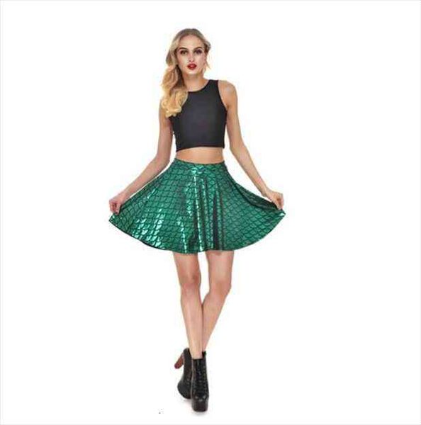 12 colors womens mermaid fish scales printing skirts lady high waist skater umbrella skirts elastic waist glossy pleated skirt, Black
12 colors womens mermaid fish scales printing skirts lady high waist skater umbrella skirts elastic waist glossy pleated skirt, Black