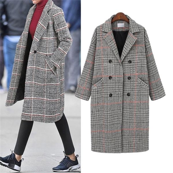 autumn winter long coat women casual plus size plaid double breasted wool blazers jacket female elegant overisze outwear 201215, Black
autumn winter long coat women casual plus size plaid double breasted wool blazers jacket female elegant overisze outwear 201215, Black