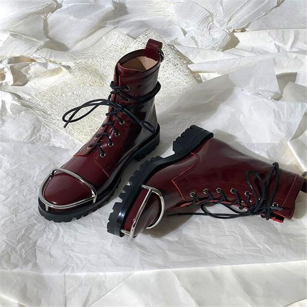 metal decor motorcycle boots red black shiny leather lace up ankle boots winter street fashion shoes women
metal decor motorcycle boots red black shiny leather lace up ankle boots winter street fashion shoes women