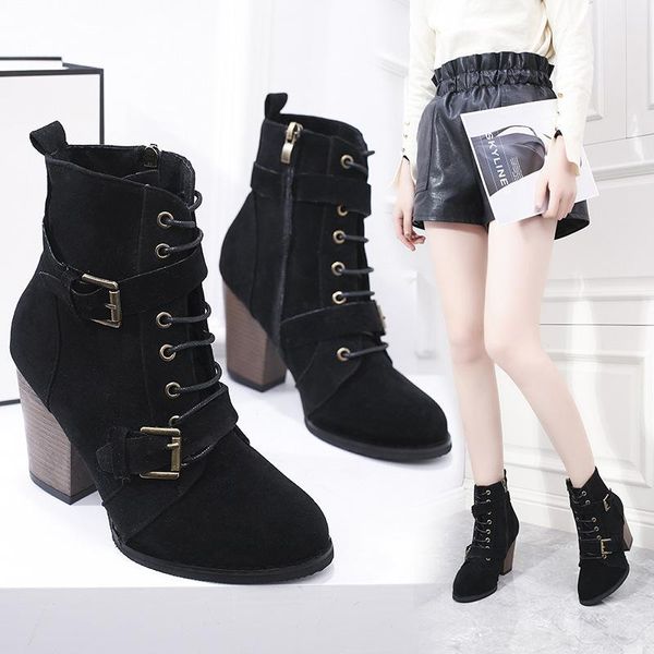 buckle fashion mid calf boots for women round toe autumn boots cross-tied zipper med square heel winter ladies shoes, Black
buckle fashion mid calf boots for women round toe autumn boots cross-tied zipper med square heel winter ladies shoes, Black