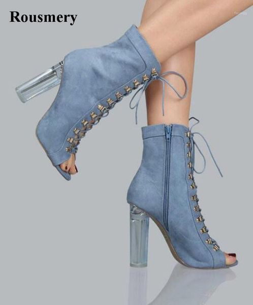 2020 new design women fashion open toe denim design thick crystal heel ankle boots lace-up cut-out high heel jean boots1, Black
2020 new design women fashion open toe denim design thick crystal heel ankle boots lace-up cut-out high heel jean boots1, Black