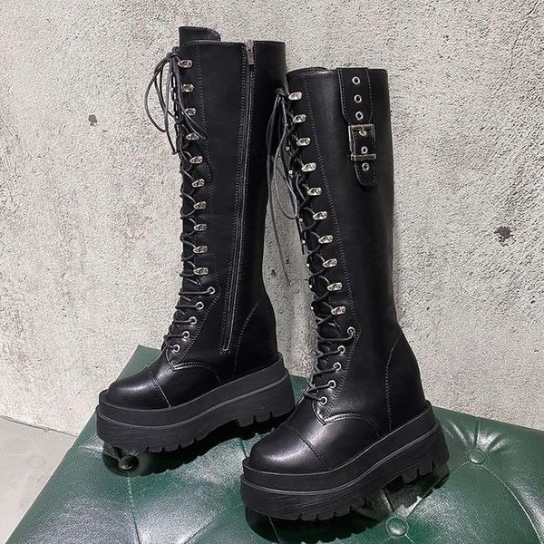 autumn women knee high boots wedges high heels 10 cm platform lace up long boots fashion women leather sneakers motorcycle, Black
autumn women knee high boots wedges high heels 10 cm platform lace up long boots fashion women leather sneakers motorcycle, Black