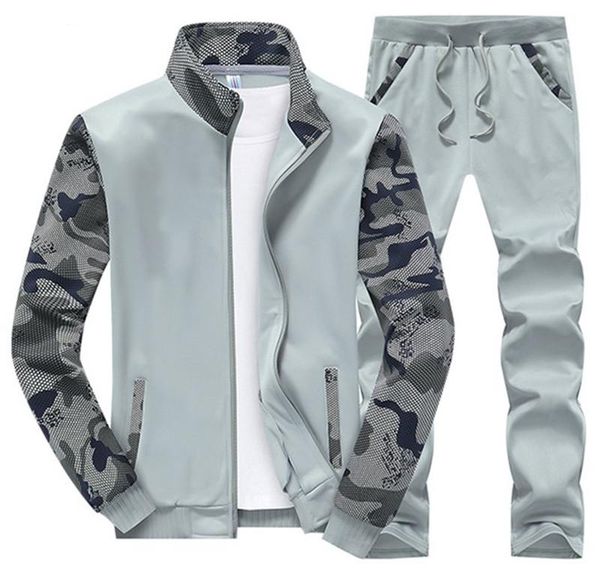 mens tracksuit autumn spring sports suit sweatshirt sweatpants with camouflage sleeves mens clothing 2 pieces slim tracksuit, Gray
mens tracksuit autumn spring sports suit sweatshirt sweatpants with camouflage sleeves mens clothing 2 pieces slim tracksuit, Gray