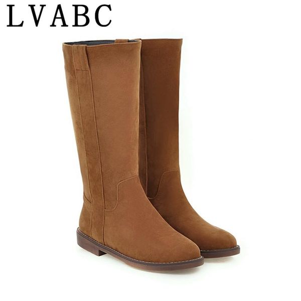 lvabc women's winter shoes knee high boots plus big size faux suede brand women shoes winter women boots, Black