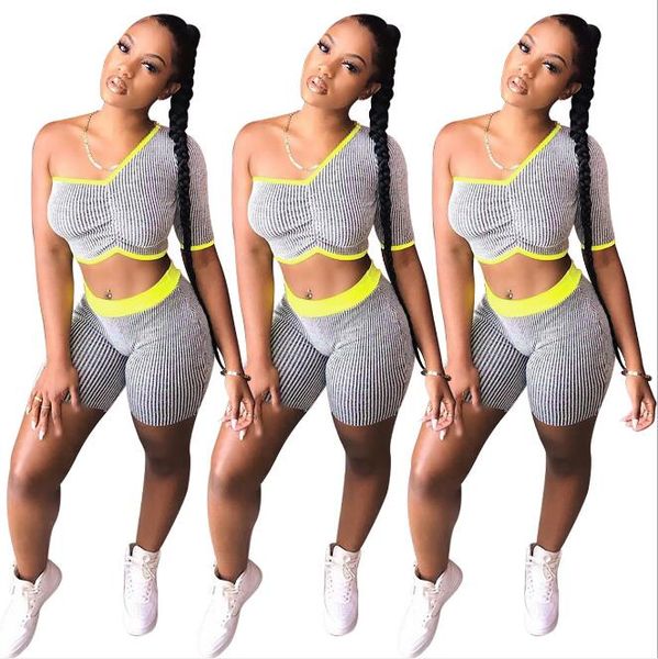 nk098 european and american women's clothing, foreign trade european and american style single-sleeve striped sports suit, Gray
nk098 european and american women's clothing, foreign trade european and american style single-sleeve striped sports suit, Gray