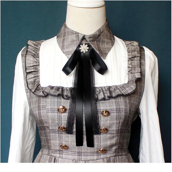 fashion female ribbon bow tie for women lace streamer bow pearl brooches pin shirt suit student business clothing acc jllpbf, Black;gray
fashion female ribbon bow tie for women lace streamer bow pearl brooches pin shirt suit student business clothing acc jllpbf, Black;gray