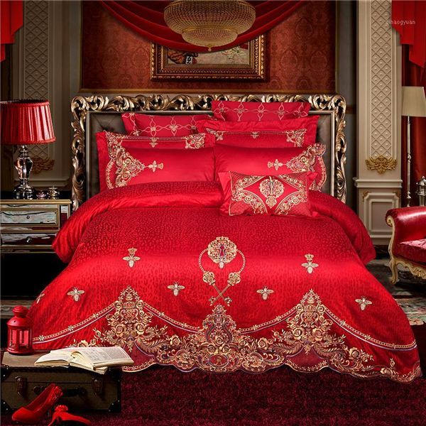 new 9pcs king size bedding sets silk stain jacquard bed set/bedclothes for wedding red bed linen duvet cover sheet pillowcas1
new 9pcs king size bedding sets silk stain jacquard bed set/bedclothes for wedding red bed linen duvet cover sheet pillowcas1