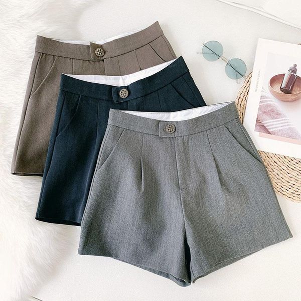 wasteheart autumn women fashion gray black shorts zipper shorts keep warm s m xl women short formal button1, White;black