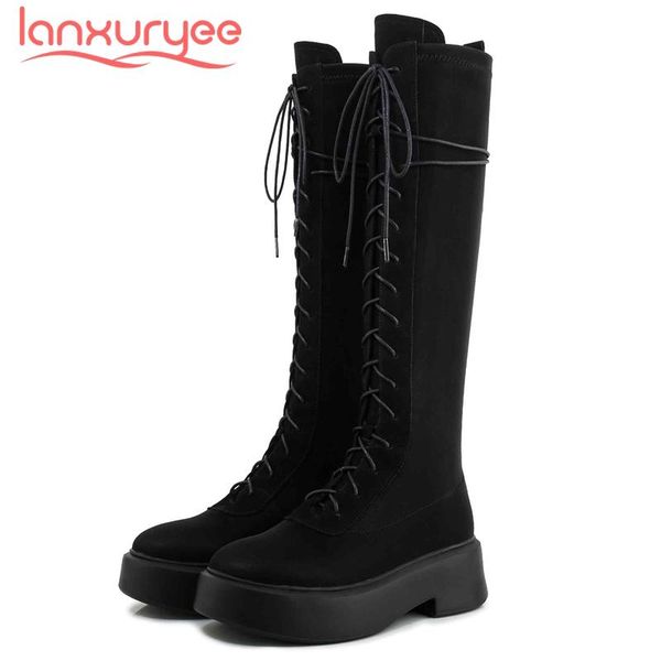 Lanxuryee simple style riding boots cow suede flats platform round toe thick high heel lace up stretch dress knee high boots L88, Black
Lanxuryee simple style riding boots cow suede flats platform round toe thick high heel lace up stretch dress knee high boots L88, Black
