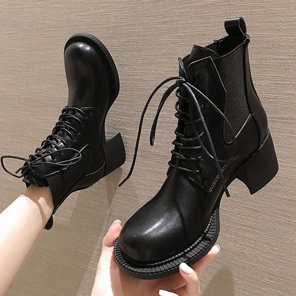 boots stretch big toe motorcycle female lace up&elastic band riding women shoes chunky high heels ankle botas mujer 2021, Black
boots stretch big toe motorcycle female lace up&elastic band riding women shoes chunky high heels ankle botas mujer 2021, Black