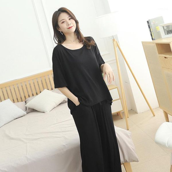 spring plus size ladies home clothes pajamas thin section short-sleeved cropped pants suit round neck solid color pajama set1, Black;red
spring plus size ladies home clothes pajamas thin section short-sleeved cropped pants suit round neck solid color pajama set1, Black;red