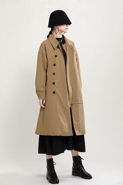 thick trench coats womens winter loose lapel neck long sleeve outerwear clothing solid color single breasted fashion women coat, Tan;black
thick trench coats womens winter loose lapel neck long sleeve outerwear clothing solid color single breasted fashion women coat, Tan;black