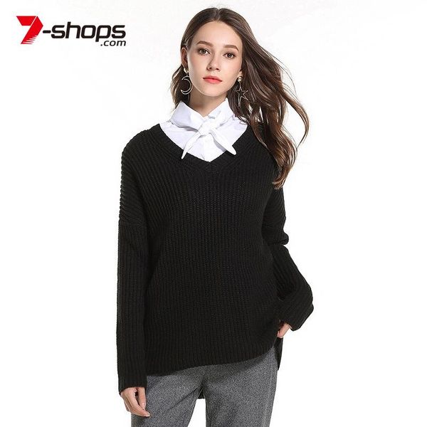 aecu autumn oversized women's v neck pullover sweater lady long sleeves female loose pluz size womens sweaters 2019 winter bbyjjk lg201, White;black
aecu autumn oversized women's v neck pullover sweater lady long sleeves female loose pluz size womens sweaters 2019 winter bbyjjk lg201, White;black