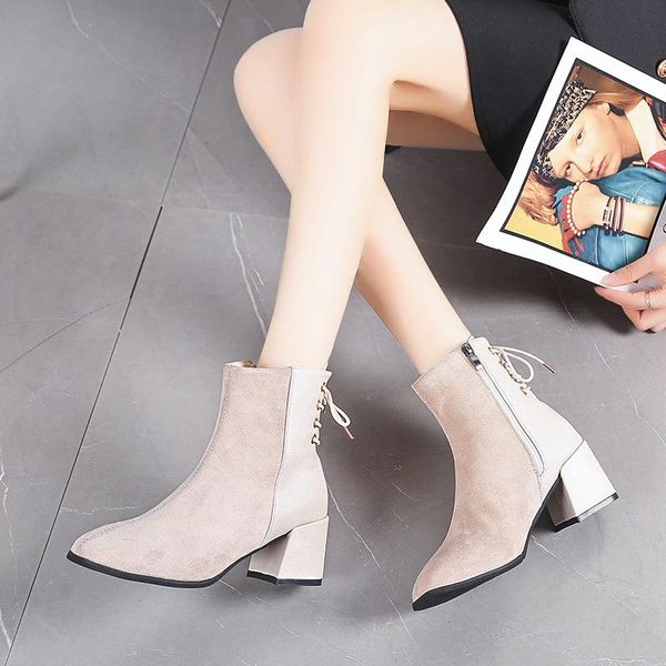 boots women suede ankle high heel square short female winter warm cross strappy booties for black beige
boots women suede ankle high heel square short female winter warm cross strappy booties for black beige