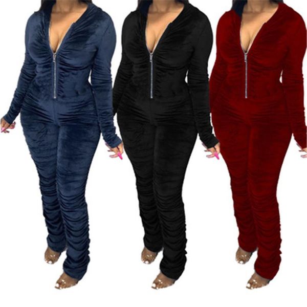 ladies pleated jumpsuit fashion long sleeve solid color zipper hoodies jumpsuit designer female autumn skinny casual long pants rompers, Black;white
ladies pleated jumpsuit fashion long sleeve solid color zipper hoodies jumpsuit designer female autumn skinny casual long pants rompers, Black;white