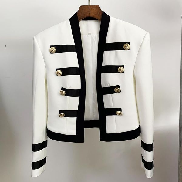 excellent quality 2020 designer jacket women's color block collarless lion buttons band jacket, Black;brown
excellent quality 2020 designer jacket women's color block collarless lion buttons band jacket, Black;brown