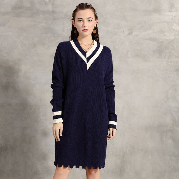 women's wear fall / winter 2021 black friday new loose knit dress with contrast large base dress a82198, White
women's wear fall / winter 2021 black friday new loose knit dress with contrast large base dress a82198, White