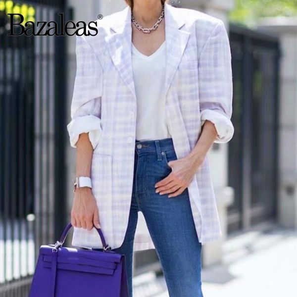 bazaleas fashion purple tartan print blazer women autumn basic jacket blazer mujer casual vintage pocket coat women, White;black
bazaleas fashion purple tartan print blazer women autumn basic jacket blazer mujer casual vintage pocket coat women, White;black