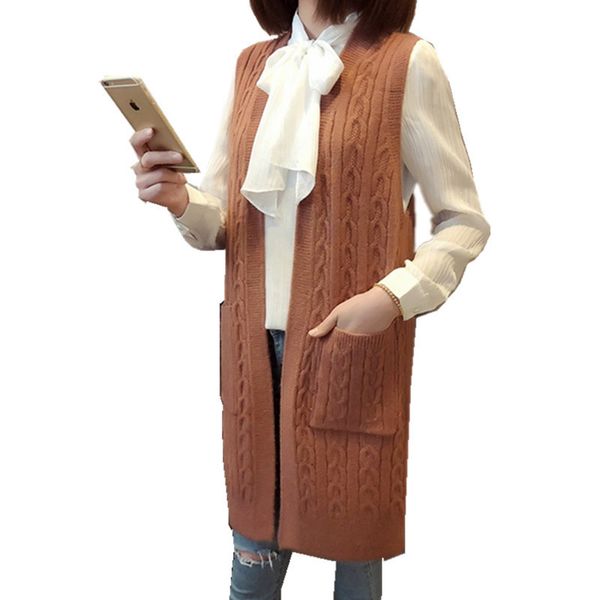 autumn twist knitted vests for women solid loose wool lady's sweater coat v-neck sleeveless winter fashion knit cardigan female 201104, Black;white
autumn twist knitted vests for women solid loose wool lady's sweater coat v-neck sleeveless winter fashion knit cardigan female 201104, Black;white