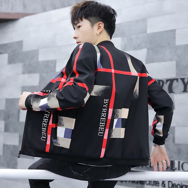 style young jacket men's collar plaid korean version of self-cultivation chunqiu kg-199, Black;brown
style young jacket men's collar plaid korean version of self-cultivation chunqiu kg-199, Black;brown