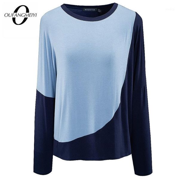 women designed casual o neck patchwork fashion long sleeve autumn tees et0581, White
women designed casual o neck patchwork fashion long sleeve autumn tees et0581, White