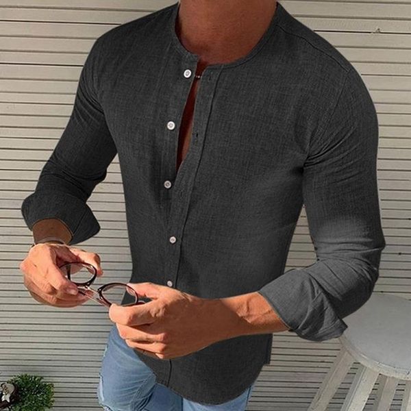 men's casual shirts autumn spring long sleeve for men solid color slim stand collar basic business male, White;black 
men's casual shirts autumn spring long sleeve for men solid color slim stand collar basic business male, White;black
