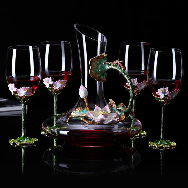 household enamel red glass decanter set, lotus wine champagne glass, goblet wedding gift q1222
household enamel red glass decanter set, lotus wine champagne glass, goblet wedding gift q1222