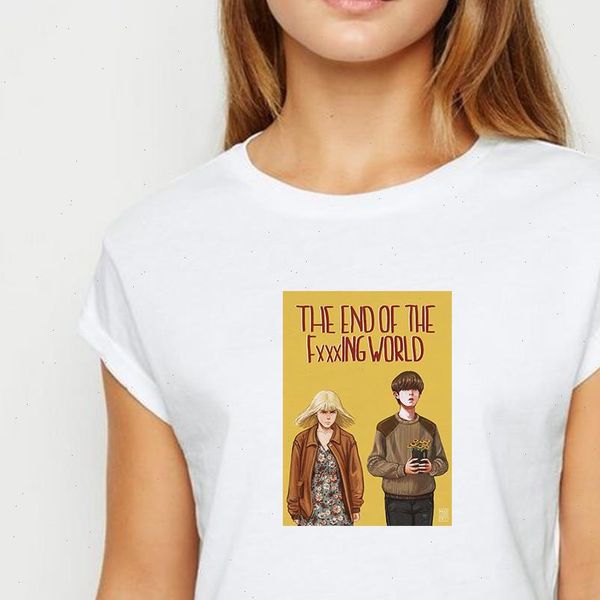 the end of the world tshirt young girls oversize summer t shirt harajuku avant garde yellow printing round collar t shirt, White
the end of the world tshirt young girls oversize summer t shirt harajuku avant garde yellow printing round collar t shirt, White