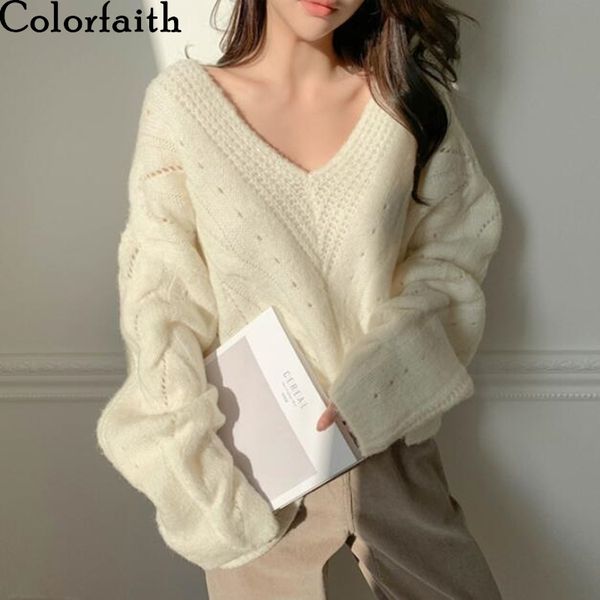 colorfaith autumn winter women's pullover oversize sweaters v-neck casual minimalist korean split knitted jumpers sw8567 201023, White;black
colorfaith autumn winter women's pullover oversize sweaters v-neck casual minimalist korean split knitted jumpers sw8567 201023, White;black
