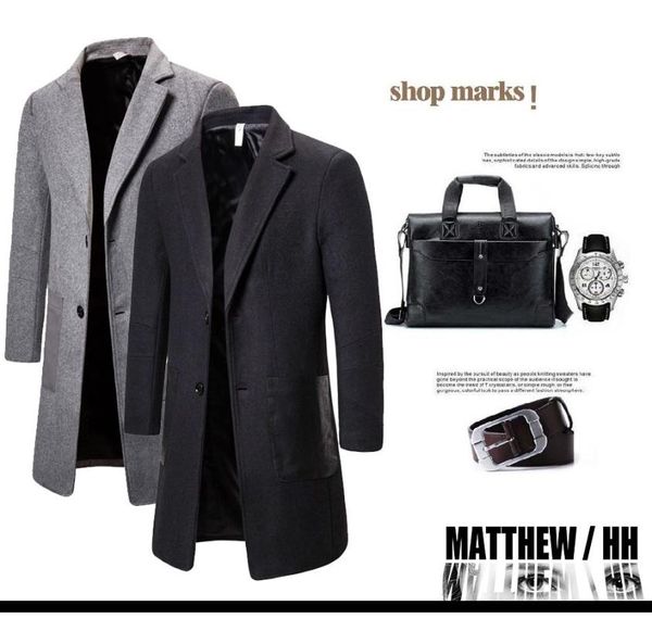 men's wool & blends woollen coat long sleeve single breasted windbreaker fashion leisure warm jacket a062, Black
men's wool & blends woollen coat long sleeve single breasted windbreaker fashion leisure warm jacket a062, Black