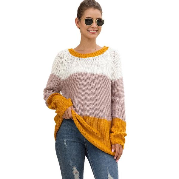women's sweaters 2021 autumn and winter european american fashion thick line color block pullover sweater halloween women, White;black
women's sweaters 2021 autumn and winter european american fashion thick line color block pullover sweater halloween women, White;black