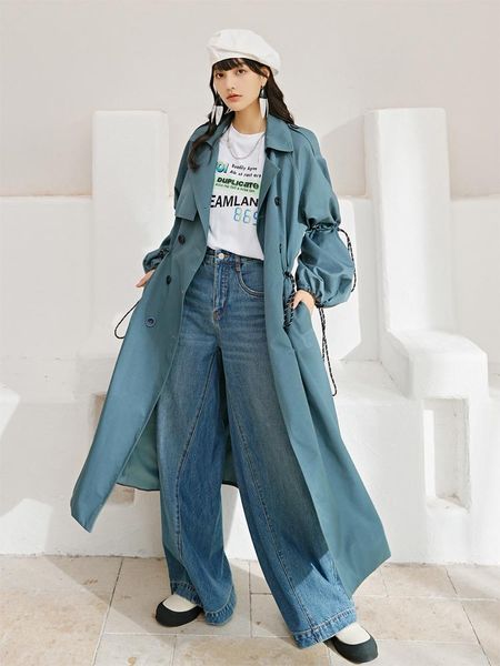 women's trench coats 2021 autumn coat british style dark blue double-breasted drawstring hig quality long epaulets windbreaker female, Tan;black
women's trench coats 2021 autumn coat british style dark blue double-breasted drawstring hig quality long epaulets windbreaker female, Tan;black