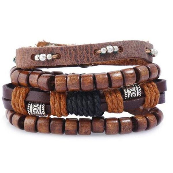 4pcs vintage men's leather bracelet wood stone beads charm multilayer braided men bracelet pulseira masculina sqcyez, Golden;silver
4pcs vintage men's leather bracelet wood stone beads charm multilayer braided men bracelet pulseira masculina sqcyez, Golden;silver